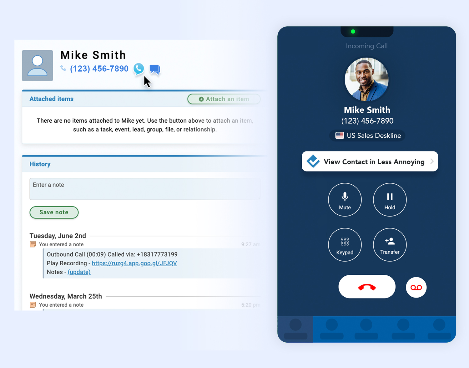 Crm phone system